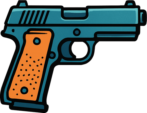 pistol.
In-Game asset.  2d.  High contrast.  No shadows