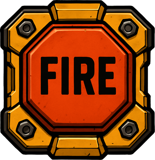 fire button for tank game controller. Fire button in mecha style.
In-Game asset.  2d.  High contrast.  No shadows