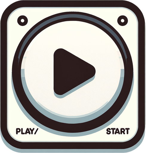 Simple round start Button with big Play/start Symbol.
Single Game Texture. In-Game asset. 2d. Blank background. High contrast. No shadows.