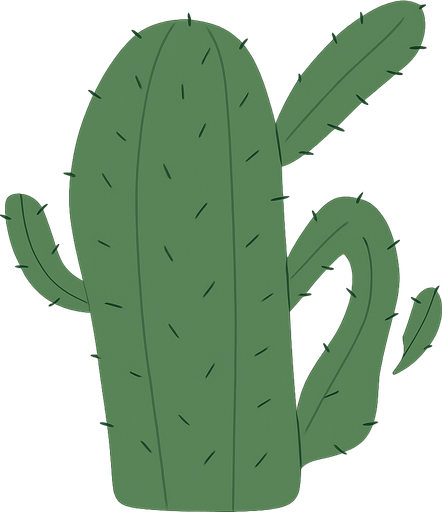 büyük bir kaktüs. No background. Transparent background. Blank background. No shadows. 2d. In-Game asset. flat