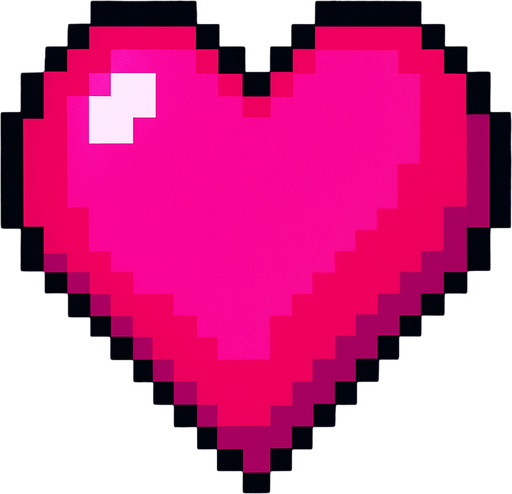 A VERY COOL PIXEL HEART.
In-Game asset.  2d.  High contrast.  No shadows