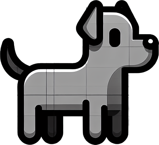 dog.
Single Game Texture. In-Game asset. 2d. Blank background. High contrast. No shadows.