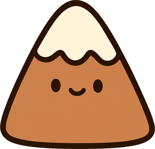 montaña tierna sin cara kawaii.
In-Game asset.  2d.  High contrast.  No shadows