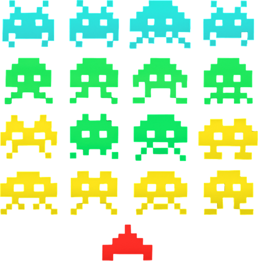 extraterrestres de space in vader de pixeles.
In-Game asset.  2d.  High contrast.  No shadows