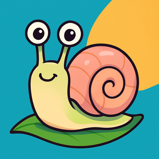 “A cute cartoon-style snail character for a mobile game. Soft pastel-colored shell (spiral-shaped), smooth shiny body in light beige or green, big round eyes on long eye stalks, small smiling mouth, friendly and playful expression. Standing on a leaf or simple colorful background. High-quality digital illustration, perfect for a kids game.”.
In-Game asset.  2d.  High contrast.  No shadows. cartoon style