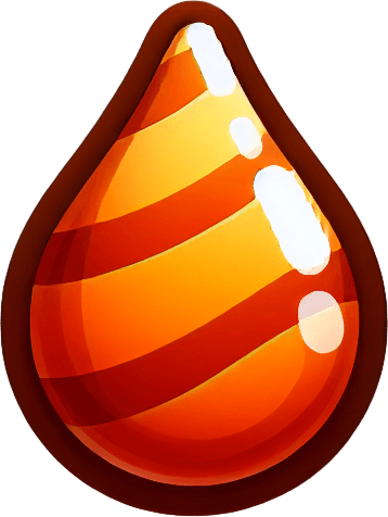 goccia caramella.
Single Game Texture. In-Game asset. 2d. Blank background. High contrast. No shadows.