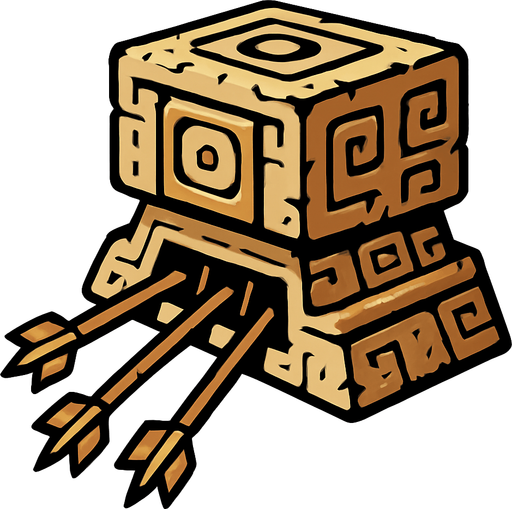 Ancient trap able to dispense arrows to PS it’s target.
In-Game asset.  2d.  High contrast.  No shadows