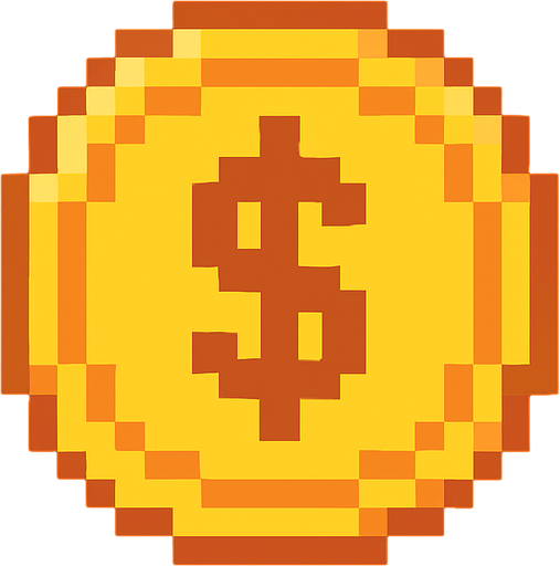 Gold money 2d pixelart.
In-Game asset.  2d.  High contrast.  No shadows