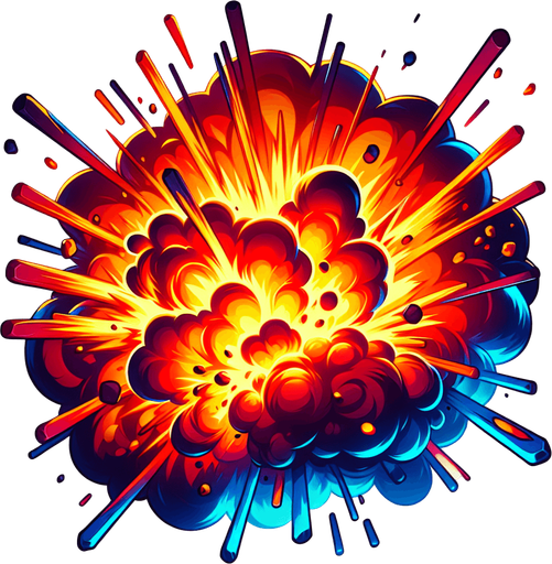 Explosion.
Single Game Texture. In-Game asset. 2d. Blank background. High contrast. No shadows.