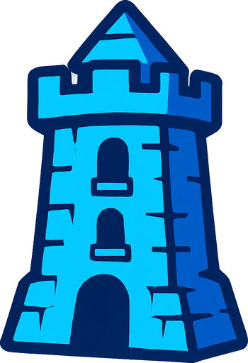 Blue Tower.
In-Game asset.  2d.  High contrast.  No shadows