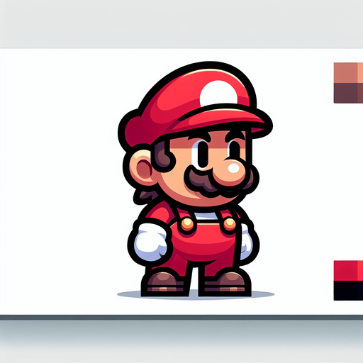 sağa doğru bakan marıo.
Single Game Texture. In-Game asset. 2d. Blank background. High contrast. No shadows.