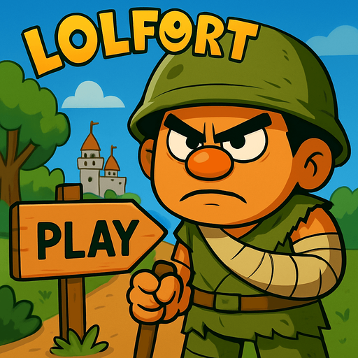 Gökyüzünü mavi yap tabelaya play yaz en üste gökyüzüne soldan sağa dogru hafif oval şekilde Lolfort yaz o harfleri için gülümseme emojisi kullan