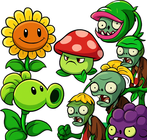 Fondo para menú de un juego que tarda de plantas vs zombies fusion con plantas y zombies con plantas fusionadas como. Lanza guisantes con girasol , etc sin texto. 2048x2732.
In-Game asset.  2d.  High contrast.  No shadows