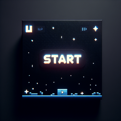 Black background with word start in middle.
Single Game Texture. In-Game asset. 2d. Blank background. High contrast. No shadows.