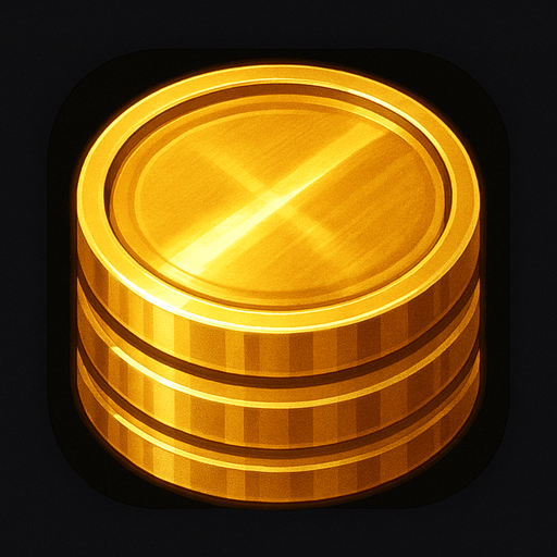 Crea un icono de oro que represente el recurso monetario. Debe ser una pila de monedas de oro brillante o un lingote de oro, visto directamente desde arriba. La superficie superior debe mostrar un brillo metálico y detalles que simulen el relieve de monedas o la textura pulida de un lingote..
In-Game asset.  2d.  High contrast.  No shadows