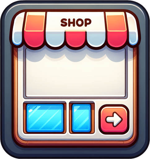 Shop_icon.
Single Game Texture.  In-Game asset.  2d.  Blank background.  High contrast.  No shadows