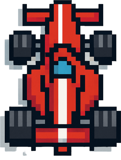 Vertical pixel racing car..
In-Game asset.  2d.  High contrast.  No shadows