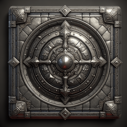 Warcraft 3 art of a shield..
Single Game Texture. In-Game asset. 2d. Blank background. High contrast. No shadows.