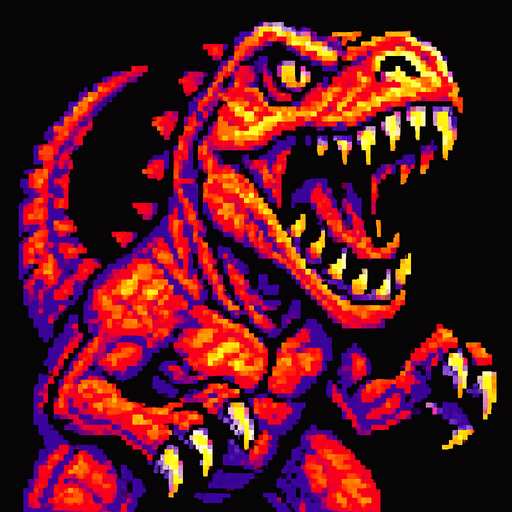 90'lardaki retro oyun dinazoru. vahşi olsun
In-Game asset.  2d.  High contrast.  No shadows