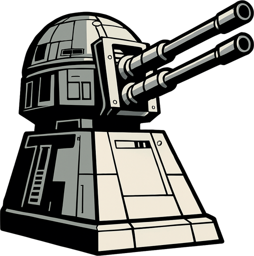 Death Star turret.
In-Game asset.  2d.  High contrast.  No shadows
