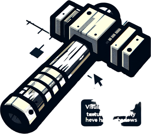 A hammer.
Single Game Texture.  In-Game asset.  2d.  Blank background.  High contrast.  No shadows