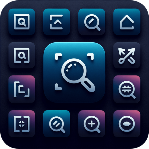 Collection of high definition modern rounded squares buttons.
simple icons : resize , fullscreen (arrows), magnifier with +,...,
Simple backgrounds. 
Few dark "blue whale" gradient colours.
no text