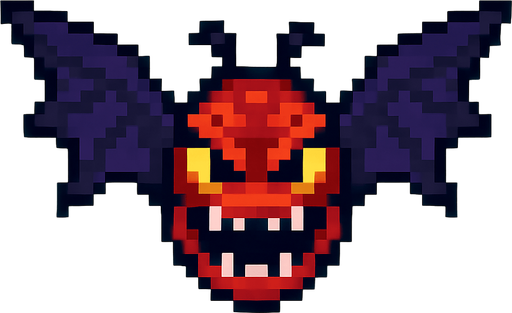 Un enemigo volador visto desde arriba, pixel cartoon..
In-Game asset.  2d.  High contrast.  No shadows