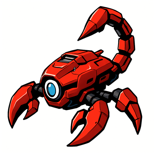 no background. scifi scorpion red floating drone. anime style.
In-Game asset.  2d.  High contrast.  No shadows