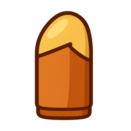 a player bullet. No background. Transparent background. Blank background. No shadows. 2d. In-Game asset. flat