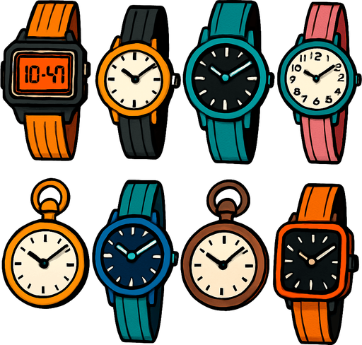 Pack of different watches.
In-Game asset.  High contrast.  No shadows. 3D