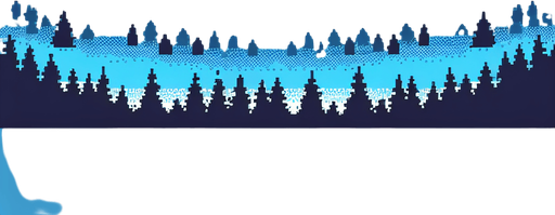 Create a pixel rendition of a winter skyline for a pixel game. The image should feature a light blue sky dominating the scene, with subtle pixelated outlines of mountain crests at the bottom. The sky needs to be clear and bright, showcasing the crispness of a winter day in a pixel art style. Use a gradient of light blue near the pixelated mountain silhouettes, gradually transitioning to a deeper blue towards the top of the image, all in a charming, pixelated format to evoke a serene, wintry atmosphere.. 8 bit. Single Game Texture. In-Game asset. 2d. Blank background. High contrast. No shadows.