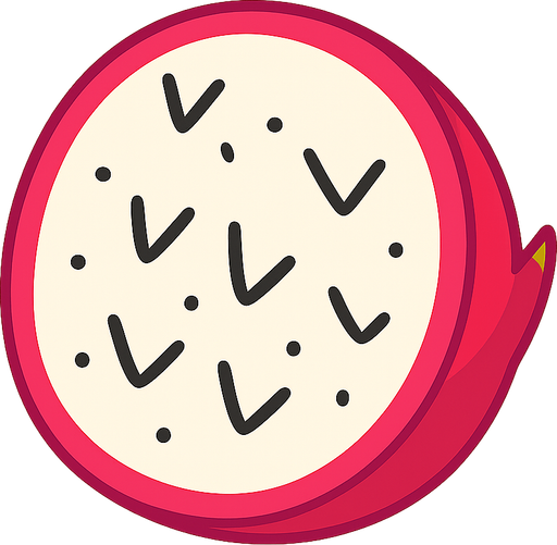 Dragon fruit. dont realistic. No background. Transparent background. Blank background. No shadows. 2d. In-Game asset. flat