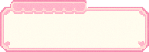Ilustración en Pixel Art de un Name Box blanco, característico de una novela visual romántica, con detalles en colores pastel. El cuadro no contiene texto.
