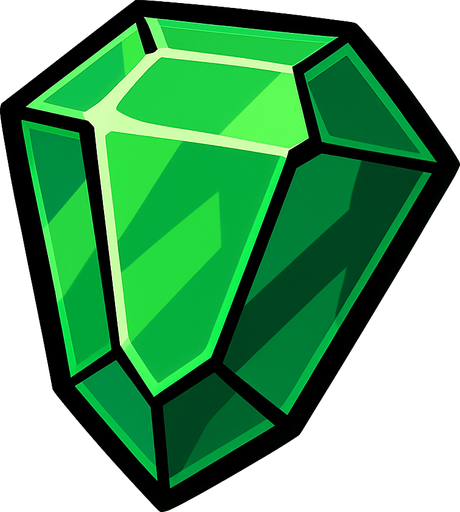 emerald.
In-Game asset.  2d.  High contrast.  No shadows