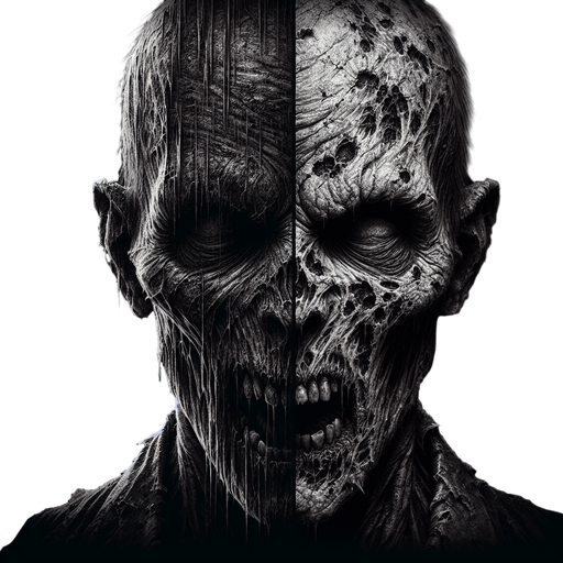 zombie.
Single Game Texture. In-Game asset. 2d. Blank background. High contrast. No shadows.