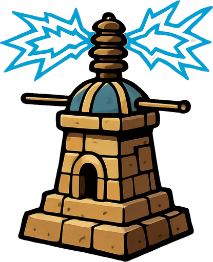 antik elektrik atıcı kule.
In-Game asset.  2d.  High contrast.  No shadows
