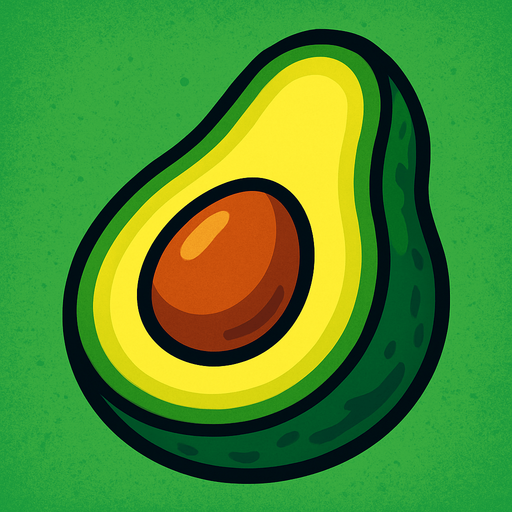 avocado.
In-Game asset.  2d.  High contrast.  No shadows