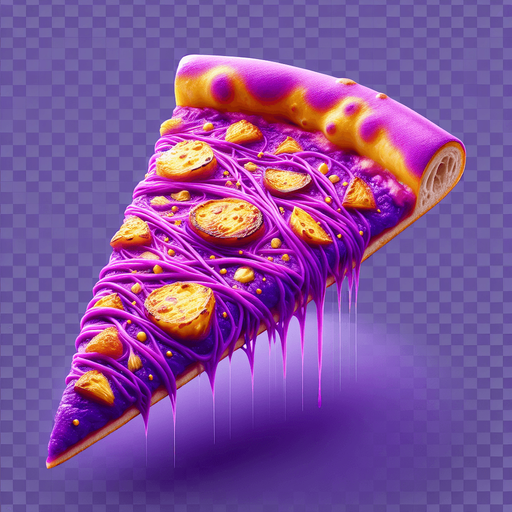 a slice of pizza on a transparent background, predominantly purple.
Slice of pizza
