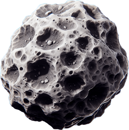 asteroid.
Single Game Texture. In-Game asset. 2d. Blank background. High contrast. No shadows.