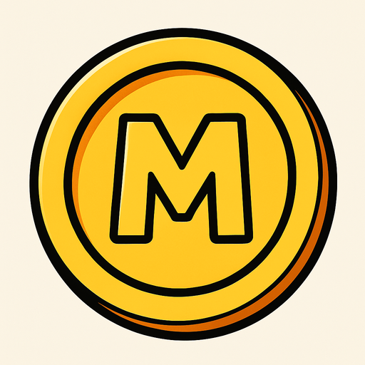 Coin, "m" sign.
In-Game asset.  2d.  High contrast.  No shadows