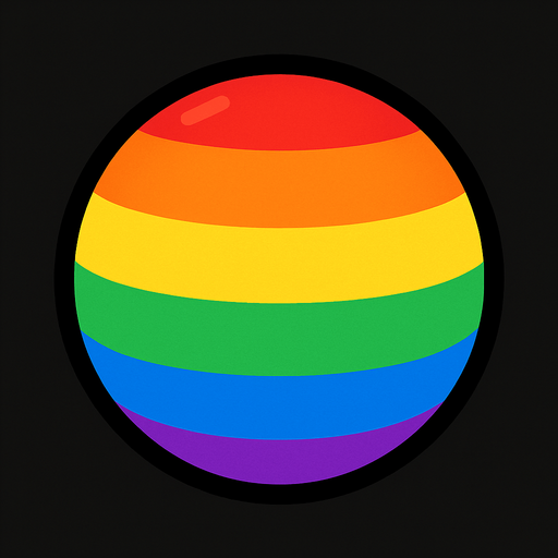 Rainbow ball.
In-Game asset.  2d.  High contrast.  No shadows