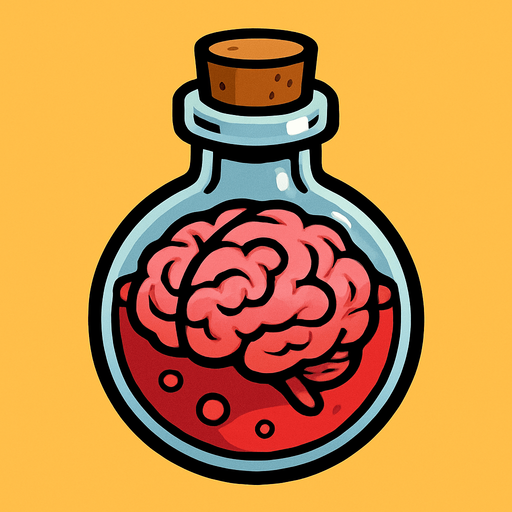 2D. Brain illustrated healing potion..
In-Game asset.  2d.  High contrast.  No shadows