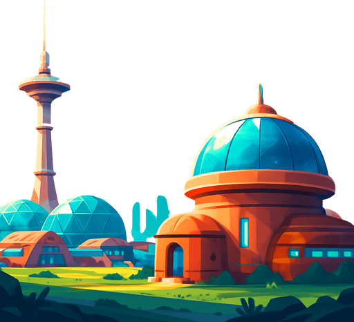 Front-facing icon, Fullscreen modern App Store art style with futuristic colony, 16:9, high definition.  No text captions!