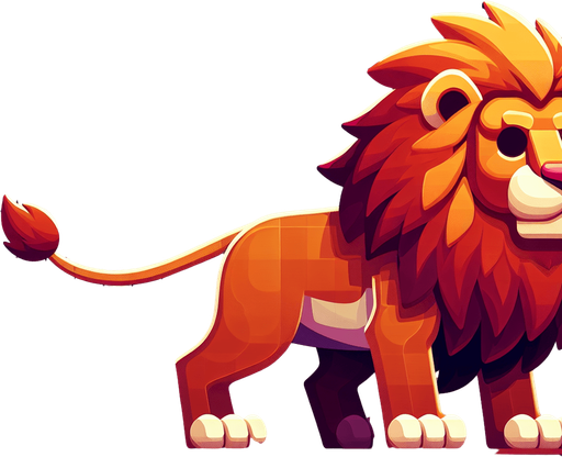 An animated image of a lion.
Single Game Texture. In-Game asset. 2d. Blank background. High contrast. No shadows.
