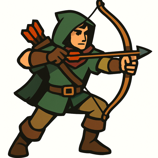 An archer.
In-Game asset.  High contrast.  No shadows