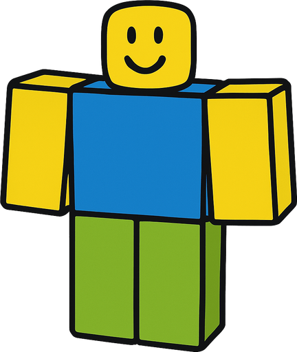 A Roblox noob.
In-Game asset.  2d.  High contrast.  No shadows