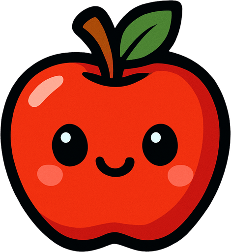 Apple with cute face.
In-Game asset.  2d.  High contrast.  No shadows