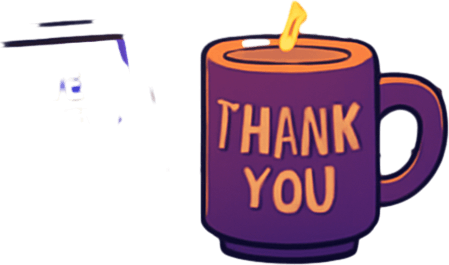 A 2048x2732 vertical background illustration in a semi-realistic comic book style. The scene takes place in another corner of the same urban apartment — this time showing an open space near a shelf filled with music memorabilia, fan-made items, and a pinboard with stickers like “Support Local DJs”, “Upvote Love”, and pixel-style hearts. A tablet on the desk is open to a game page with a “Leave a review” banner. There’s a soft spotlight on a coffee mug with “Thank you” written on it and glowing music notes floating around it. The city lights outside still shine in purples and blues, but this part of the room feels more hopeful and connected. The vibe is warm, welcoming, and subtly celebratory. No characters or text. In-game menu background, consistent with main menu themes..
In-Game asset.  2d.  High contrast.  No shadows