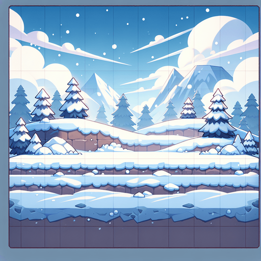 snow background, only snow, side view, horizontal lines Single Game Texture. In-Game asset. 2d. Blank background. High contrast. No shadows.