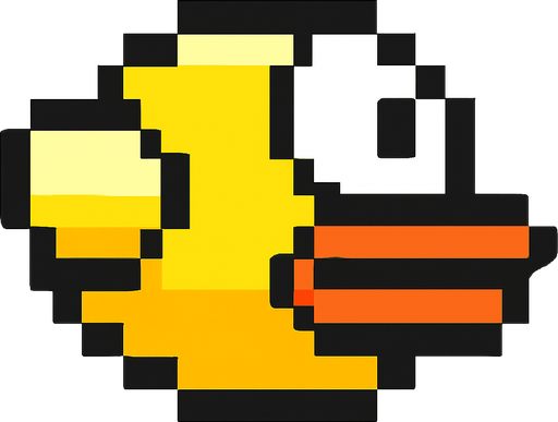 pajaro de flappy bird 2d.
In-Game asset.  2d.  High contrast.  No shadows